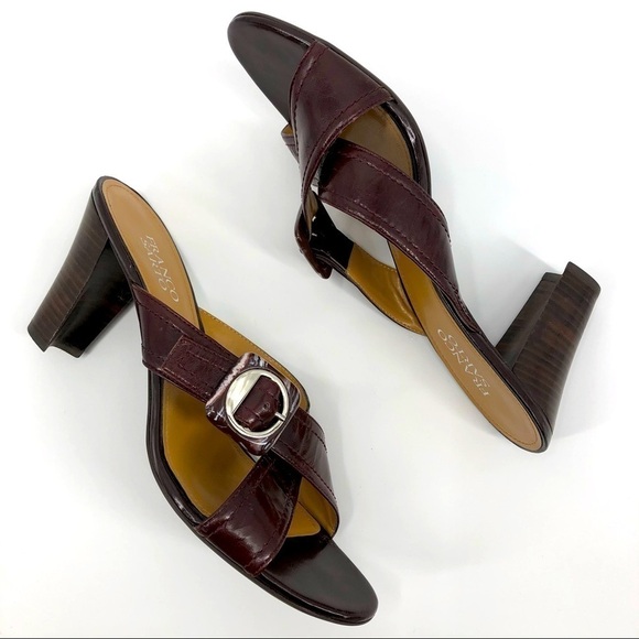 Franco Sarto Burgundy Concourse Chunky Heel Crossover Strap Sandals Size 9.5 - Picture 6 of 8
